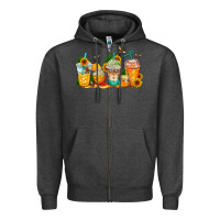 Charcoal Heather bumble bee coffee cups Zipper Hoodie - AdoDesignShop