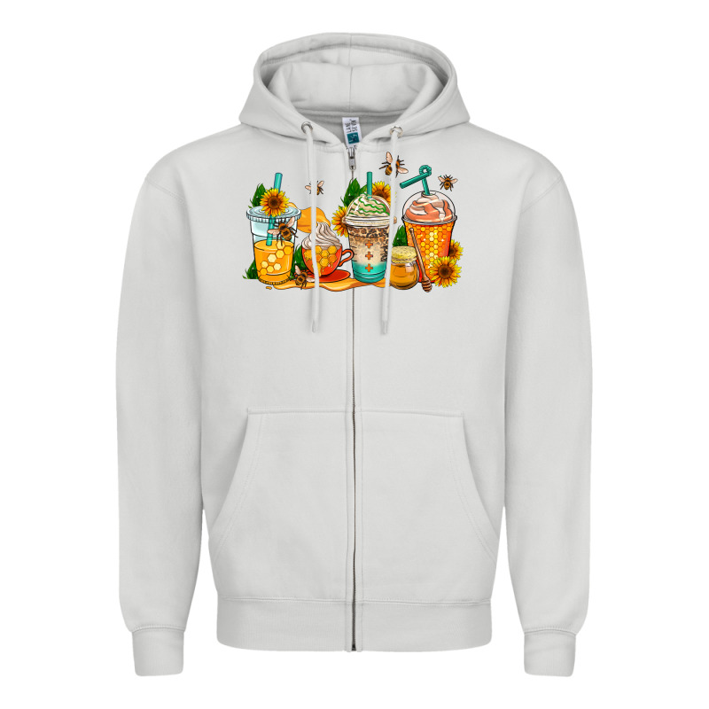 Bumble Bee Coffee Cups Zipper Hoodie by AdoDesignShop | Teevron