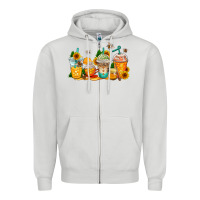 Dove Grey bumble bee coffee cups Zipper Hoodie - AdoDesignShop