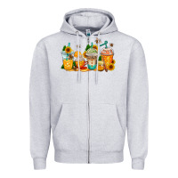 Heather Grey bumble bee coffee cups Zipper Hoodie - AdoDesignShop