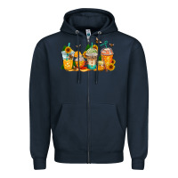 Navy bumble bee coffee cups Zipper Hoodie - AdoDesignShop