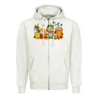 Oatmeal Heather bumble bee coffee cups Zipper Hoodie - AdoDesignShop