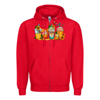 Red bumble bee coffee cups Zipper Hoodie - AdoDesignShop