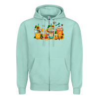 Seafoam bumble bee coffee cups Zipper Hoodie - AdoDesignShop