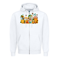 White bumble bee coffee cups Zipper Hoodie - AdoDesignShop