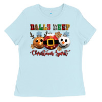 Baby Blue balls deep christmas spirit Ladies Tee - CowGirlArtShop