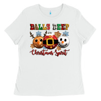 White balls deep christmas spirit Ladies Tee - CowGirlArtShop
