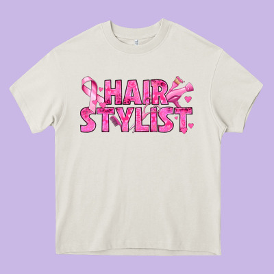 Breast Cancer Hair Stylist Heavy Core Tee Designed By Texasbilliewilder