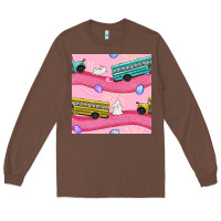Chestnut Easter School Bus Seamless Pattern Long Sleeve Tee - BundleAndBundleShop