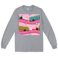 Heather Grey Easter School Bus Seamless Pattern Long Sleeve Tee - BundleAndBundleShop