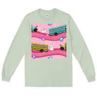Matcha Easter School Bus Seamless Pattern Long Sleeve Tee - BundleAndBundleShop