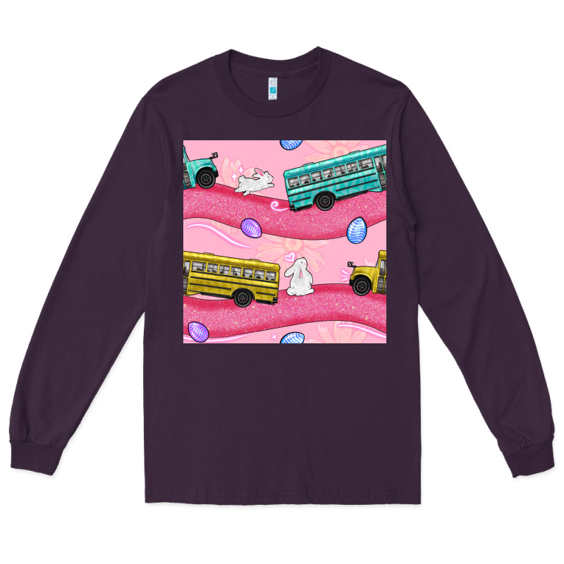 Easter School Bus Seamless Pattern Long Sleeve Tee by BundleAndBundleShop | Teevron