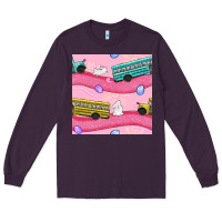 Plum Easter School Bus Seamless Pattern Long Sleeve Tee - BundleAndBundleShop