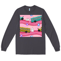 Smoke Easter School Bus Seamless Pattern Long Sleeve Tee - BundleAndBundleShop