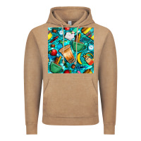 Vintage Coffee school boy coffe cup with camouflage seamless pattern bbs Vintage Hoodie - BundleAndBundleShop