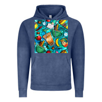 Vintage Denim school boy coffe cup with camouflage seamless pattern bbs Vintage Hoodie - BundleAndBundleShop
