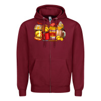 Burgundy softball coffee cups Zipper Hoodie - AdoDesignShop