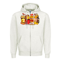 Oatmeal Heather softball coffee cups Zipper Hoodie - AdoDesignShop