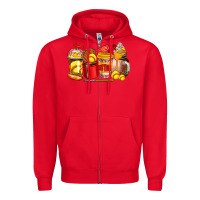 Red softball coffee cups Zipper Hoodie - AdoDesignShop