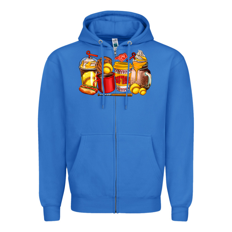 Softball Coffee Cups Zipper Hoodie by AdoDesignShop | Teevron