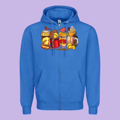 Softball Coffee Cups Zipper Hoodie Designed By Adodesignshop