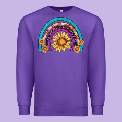 Rainbow Sunflower Premium Sweatshirt Designed By Adodesignshop