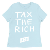 Baby Blue aoc tax the rich Ladies Tee - baoMotion