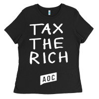 Black aoc tax the rich Ladies Tee - baoMotion