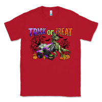 Red trick or treat with monster truck and t rex Classic Tee - CowGirlArtShop