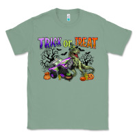 Sage trick or treat with monster truck and t rex Classic Tee - CowGirlArtShop