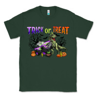Sports Green trick or treat with monster truck and t rex Classic Tee - CowGirlArtShop
