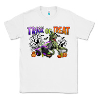 White trick or treat with monster truck and t rex Classic Tee - CowGirlArtShop