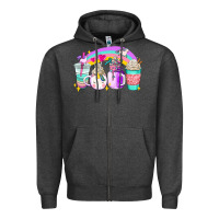 Charcoal Heather unicorn coffee cups Zipper Hoodie - AdoDesignShop