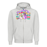 Dove Grey unicorn coffee cups Zipper Hoodie - AdoDesignShop