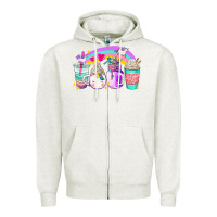 Oatmeal Heather unicorn coffee cups Zipper Hoodie - AdoDesignShop