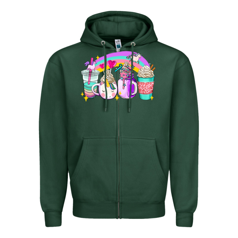 Unicorn Coffee Cups Zipper Hoodie by AdoDesignShop | Teevron