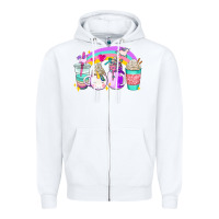 White unicorn coffee cups Zipper Hoodie - AdoDesignShop