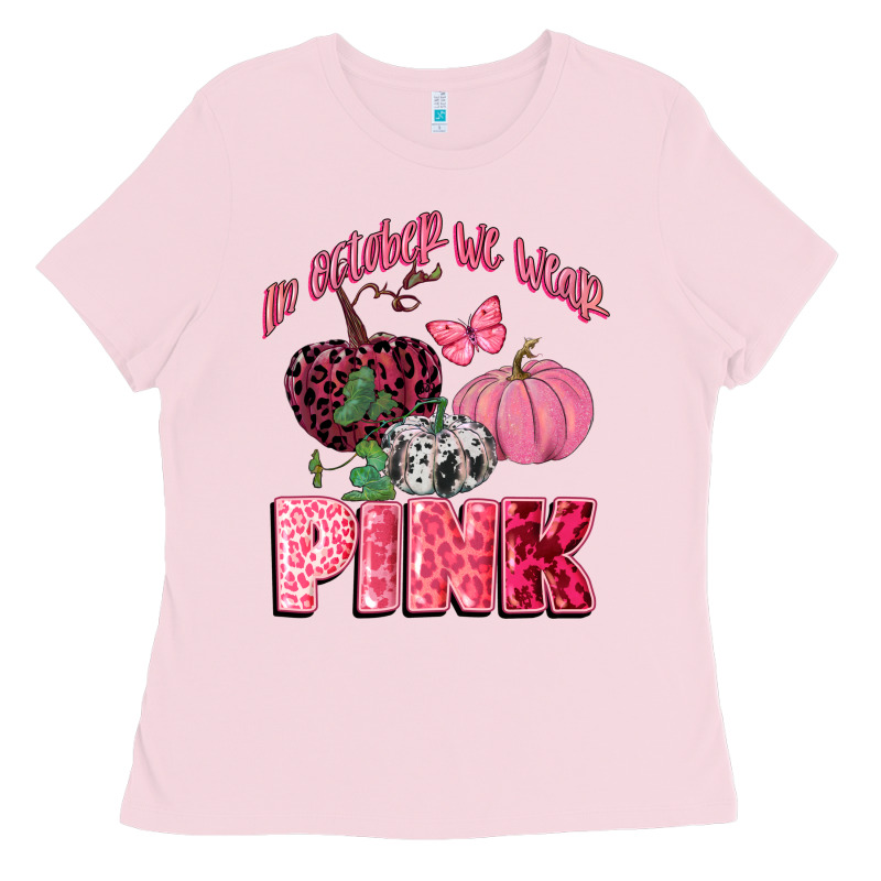In October We Wear Pink Ladies Tee by CowGirlArtShop | Teevron