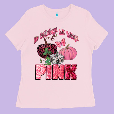 In October We Wear Pink Ladies Tee Designed By Cowgirlartshop