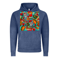 Vintage Denim hispanic heritage month coffee cups and taco with glitter and leopard  Vintage Hoodie - BundleAndBundleShop