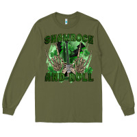 Army Green shamrock and roll Long Sleeve Tee - FaDigitalArtStudio