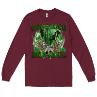 Burgundy shamrock and roll Long Sleeve Tee - FaDigitalArtStudio