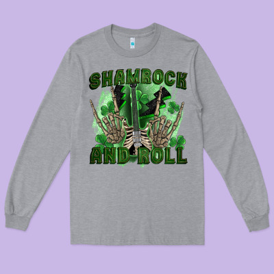 Shamrock And Roll Long Sleeve Tee Designed By Fadigitalartstudio