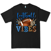 Black Football vibes blue and grey team color Premium Tee - HowdyJamesFarm