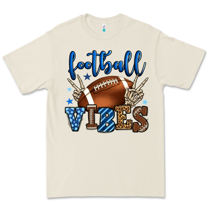 Football Vibes Blue And Grey Team Color Premium Tee by HowdyJamesFarm | Teevron