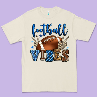 Football Vibes Blue And Grey Team Color Premium Tee Designed By Howdyjamesfarm
