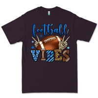 Plum Football vibes blue and grey team color Premium Tee - HowdyJamesFarm