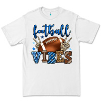 White Football vibes blue and grey team color Premium Tee - HowdyJamesFarm