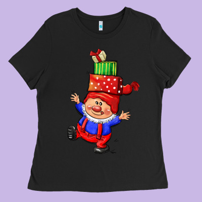Cute Christmas Gnome Ladies Tee Designed By Cowgirlartshop