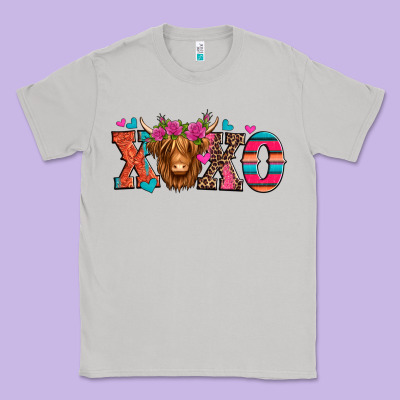 Xoxo Valentine's Day Highland Cow Classic Tee Designed By Jasminsmagicworld
